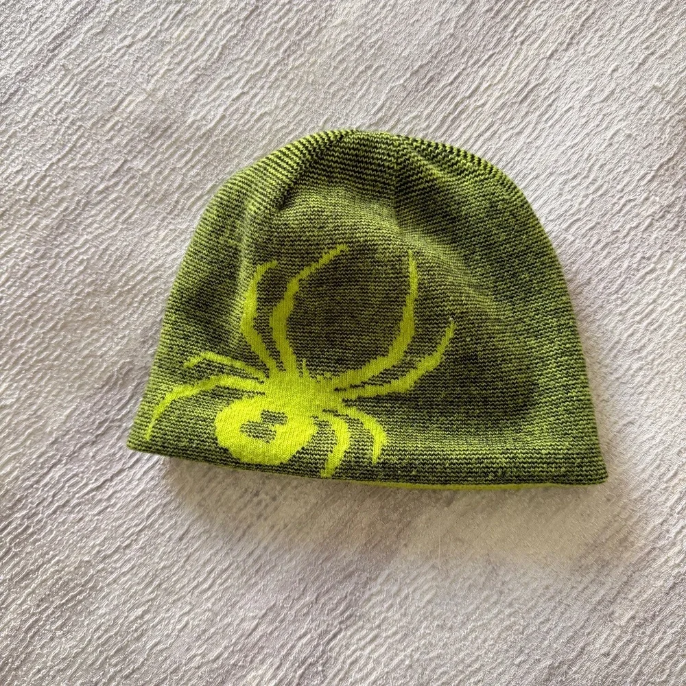Spyder Neon Green Hat, Double Sided, Unisex, Small